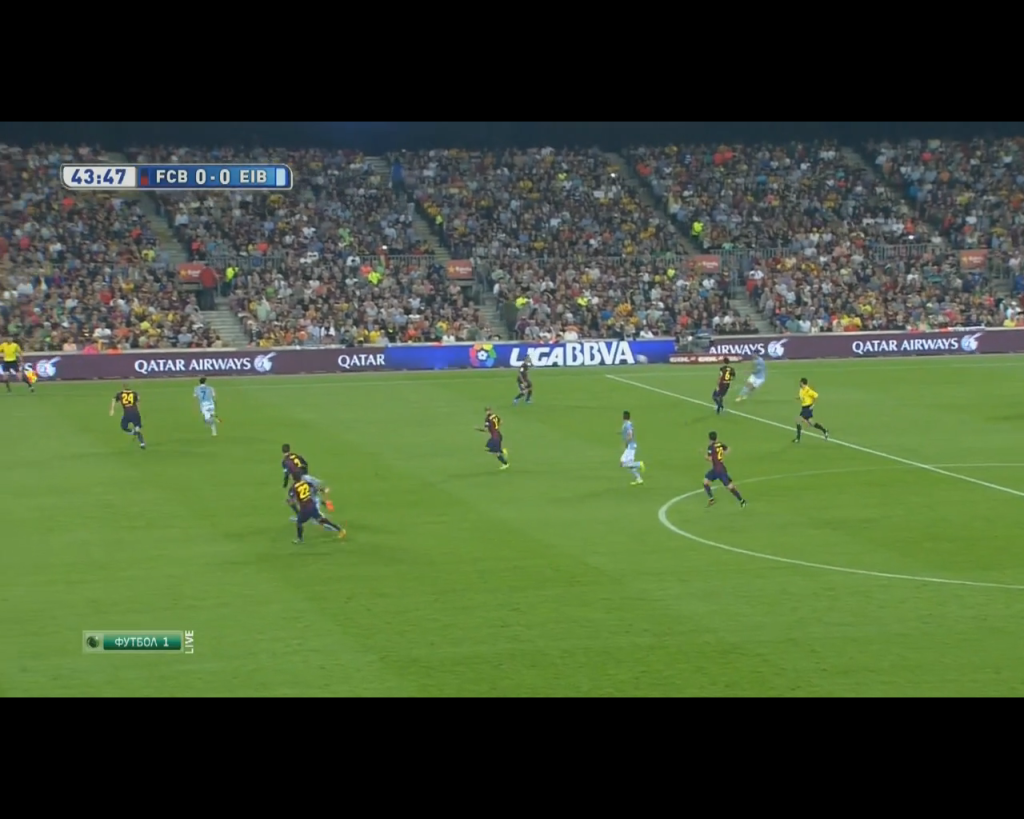 Once again Barcelona fail to pressure the ball player which led to another Eibar chance missed.
