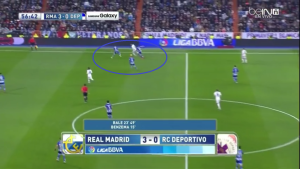 Bale isolated after a pass from Carvajal before a switch of play